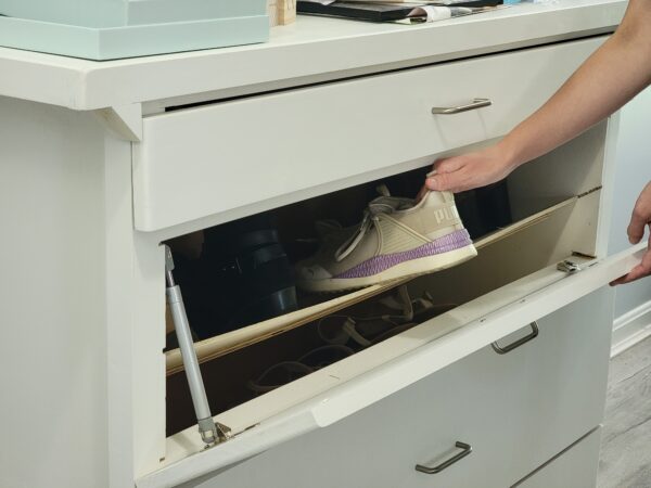 Entry way table with shoe rack and other storage | Tilting Doors - Image 4