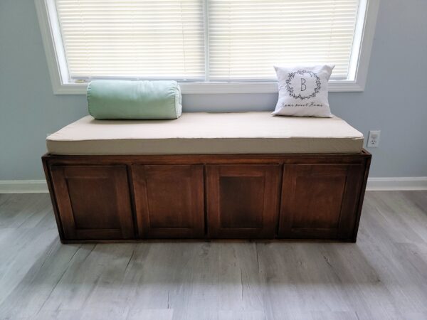 Storage Bench with Cushion and Shaker-Style Doors | Customizable Length - Image 5