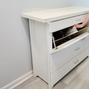Entry way table with shoe rack and other storage | Tilting Doors